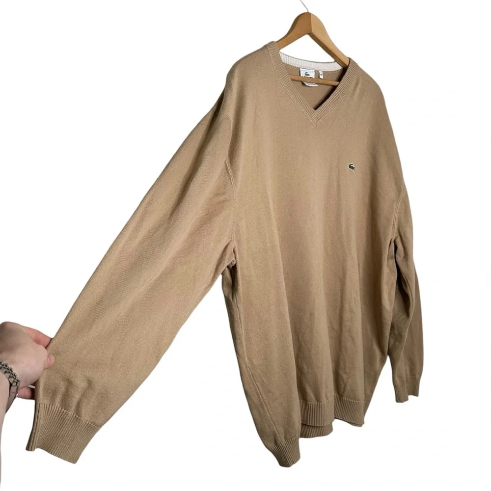 Lacoste Tan V-Neck Sweater - Picture 3 of 6
